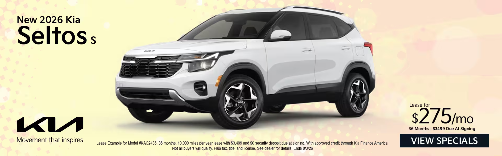 New 2026 Kia Seltos S - Lease for $275/mo